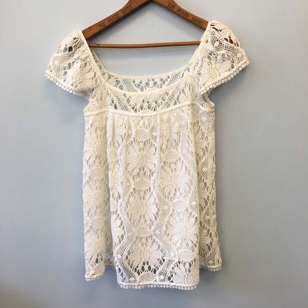 Milly New York white crochet top boho peasant